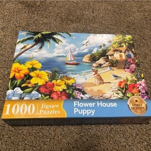 Flower House Puppy Jigsaw Puzzle